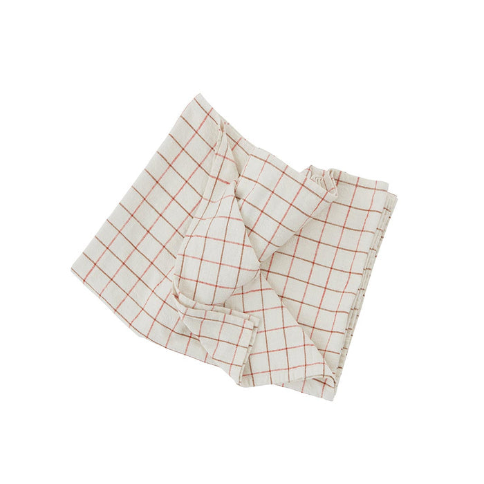 Grid Tablecloth - 200x140cm - Offwhite / Red