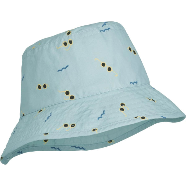 Damon Printed Bucket Hat, Stripe Sea Blue / White