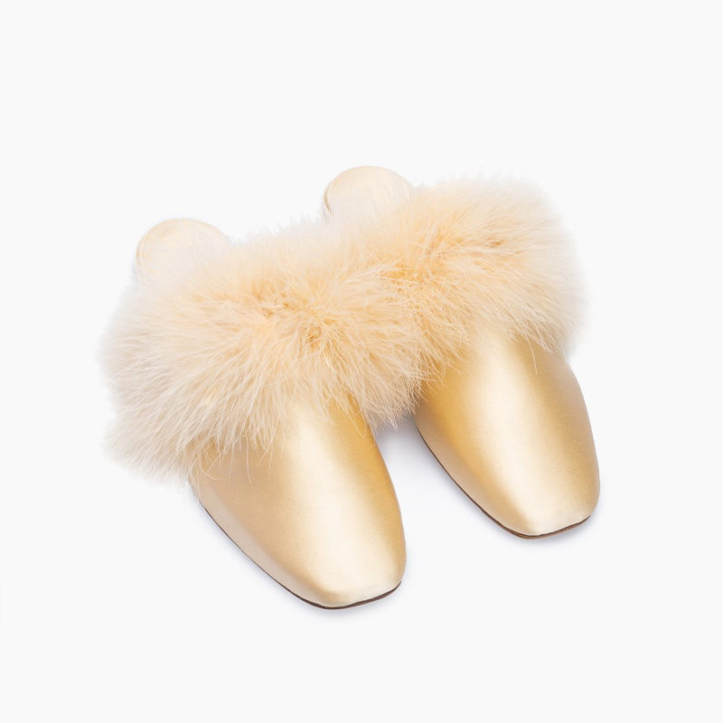 Manon Mules with Detachable Feathers - Champaign
