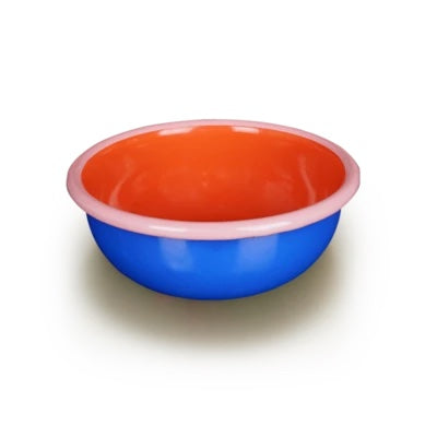 Colorama Enamelware Bowl, 12cm - Electric Blue/Coral/Pink