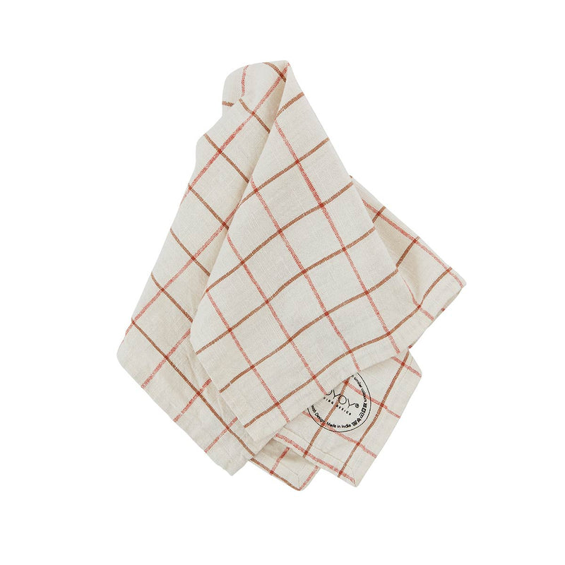 Grid Napkin - Pack of 2 - Offwhite / Red